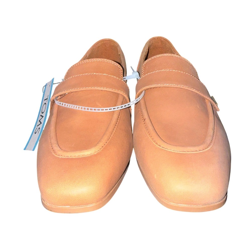 Toms Lynette Brown‎ Sugar Leather Penny Loafers Womens Size 11 Flat Shoes NEW - Picture 2 of 12